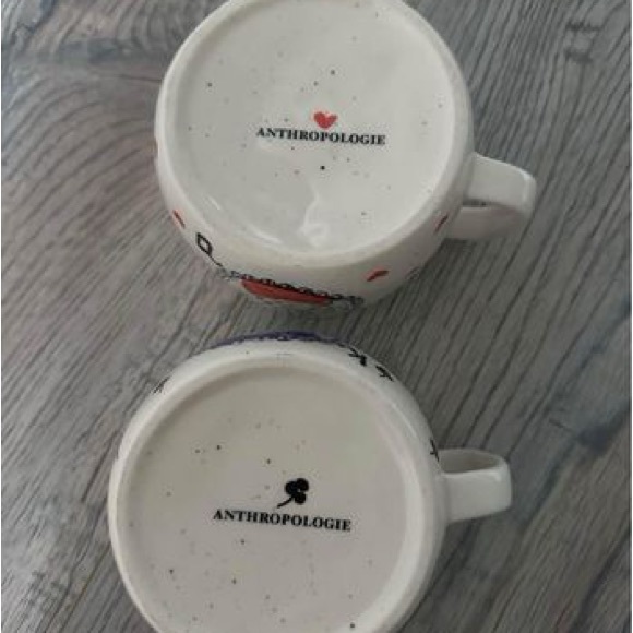 Anthropologie Mug Set/2 POPPY KING & QUEEN Clubs Hearts DOGS Poodle set - Picture 3 of 5